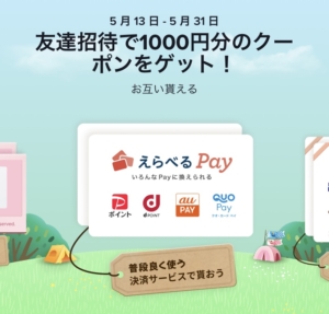 【tiktok】えらべるPay1,000円がもらえる